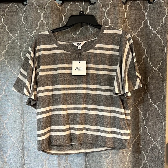 LIGHTWEIGHT heather grey striped t-shirt - Picture 1 of 5